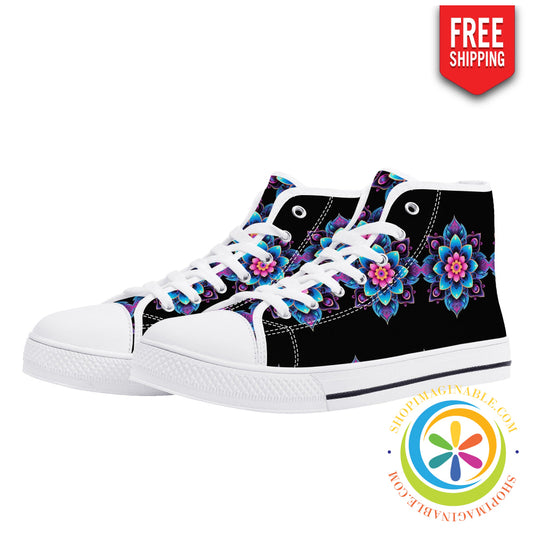 Flower Power Ladies High Top Canvas Shoes Us12 (Eu44)