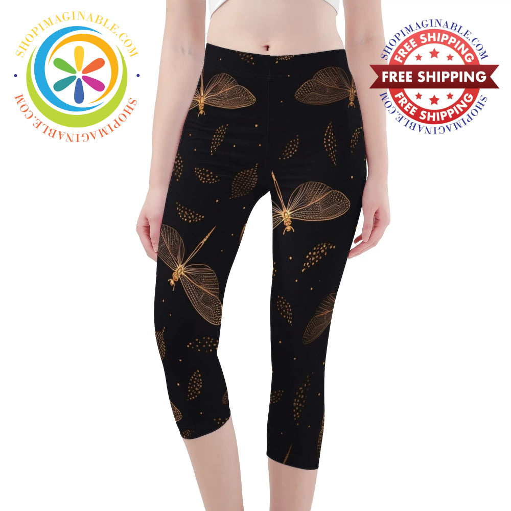 Fly Dragonfly Capris Leggings Yoga Pants Xs