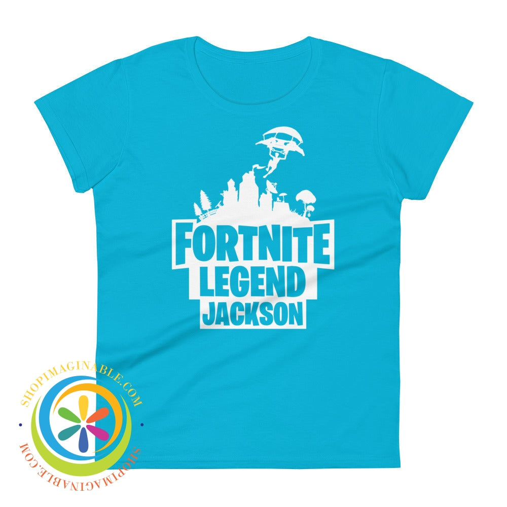 Fn Fort Legend Custom Gamer Tag Ladies T-Shirt Caribbean Blue / S T-Shirt