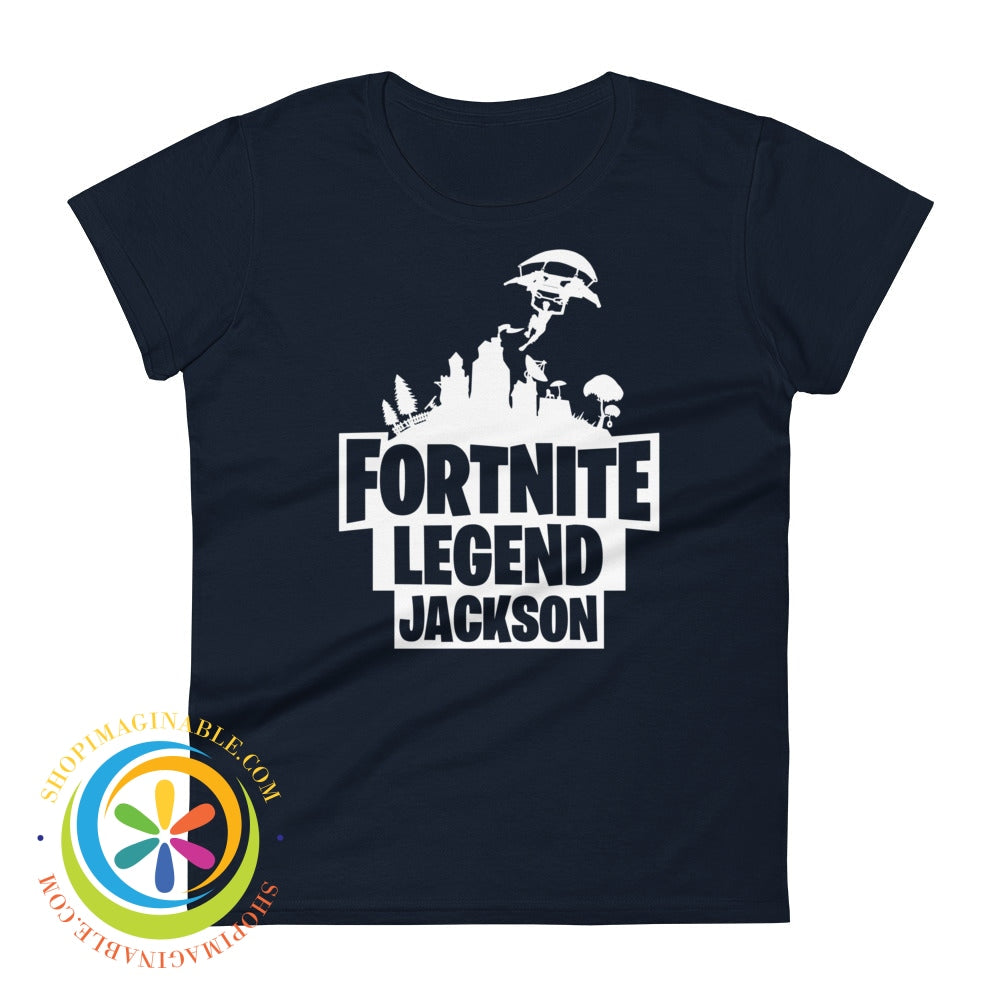 Fn Fort Legend Custom Gamer Tag Ladies T-Shirt Navy / S T-Shirt
