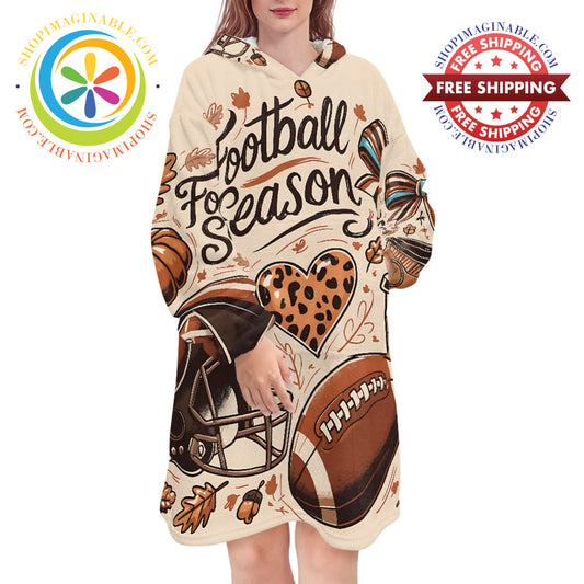 Football Season Blanket Hoodie white / ONESIZE