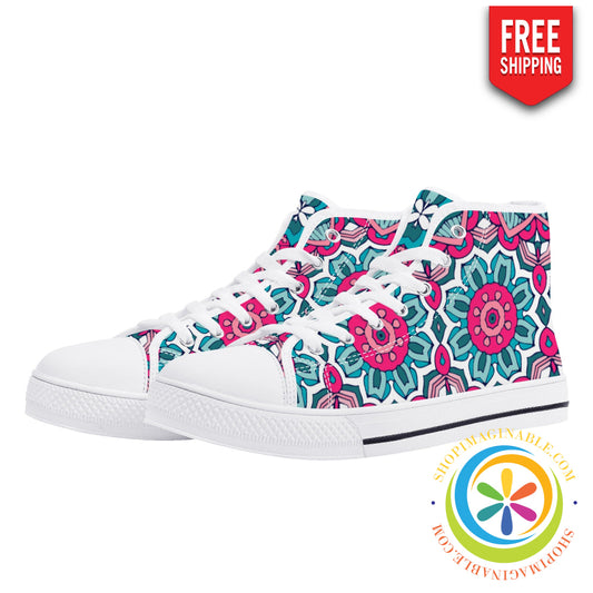 Fun Creative Abstract Ladies High Top Canvas Shoes Us12 (Eu44)