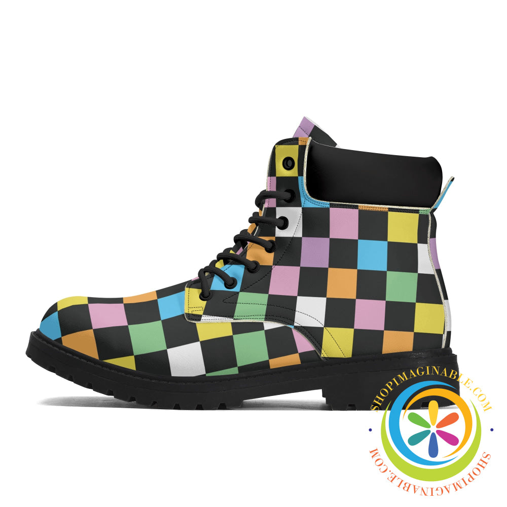 Funky Checkered Womens Boots