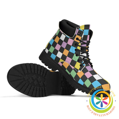 Funky Checkered Womens Boots