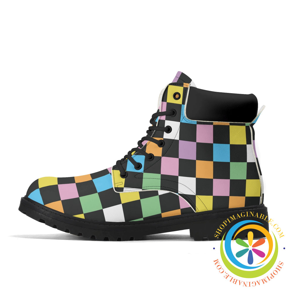 Funky Checkered Womens Boots