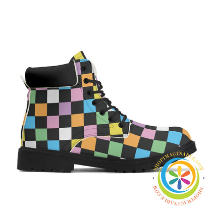 Funky Checkered Womens Boots