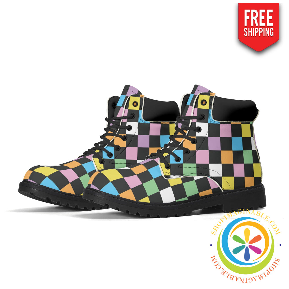 Funky Checkered Womens Boots Us5 (Eu35)