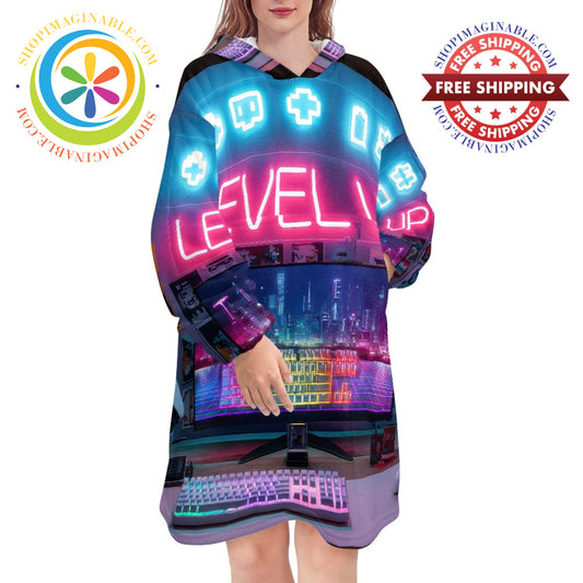 Gamer Level Up -Blanket Hoodie white / ONESIZE