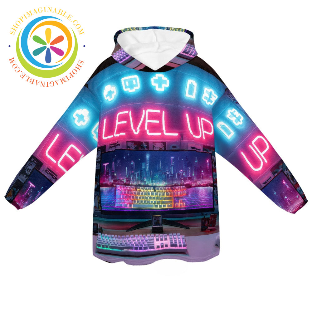 Gamer Level Up -Blanket Hoodie white / ONESIZE