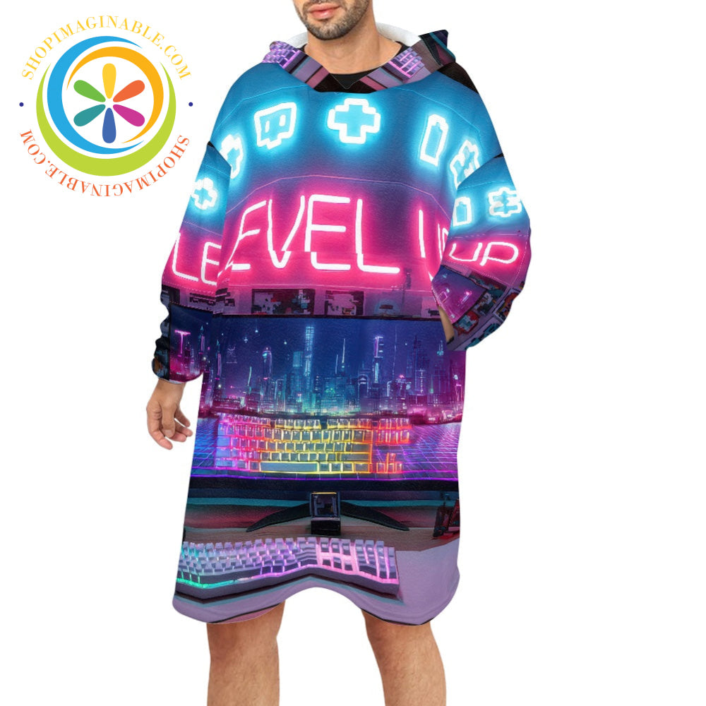 Gamer Level Up -Blanket Hoodie white / ONESIZE
