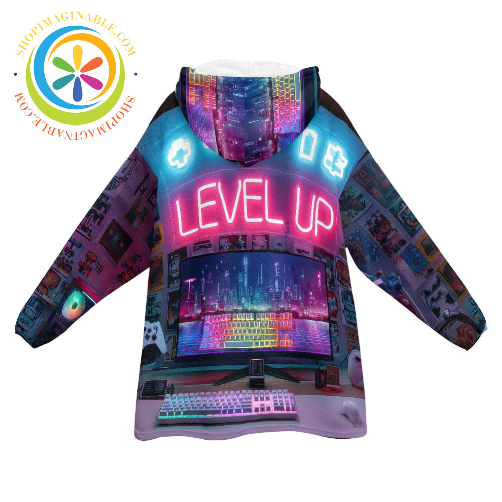 Gamer Level Up -Blanket Hoodie white / ONESIZE