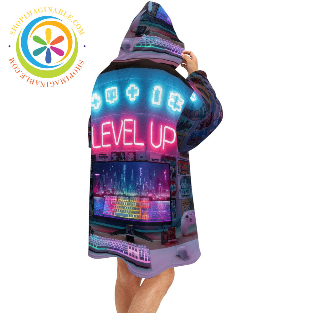 Gamer Level Up -Blanket Hoodie white / ONESIZE