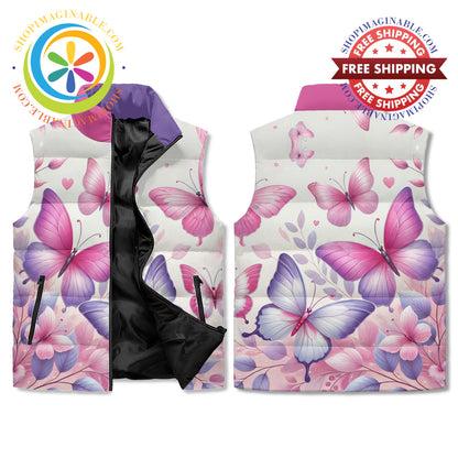 Glorious Butterflies Puffer Vest M