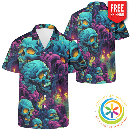 Gothic Skulls Melody Hawaiian Casual Shirt 2Xs