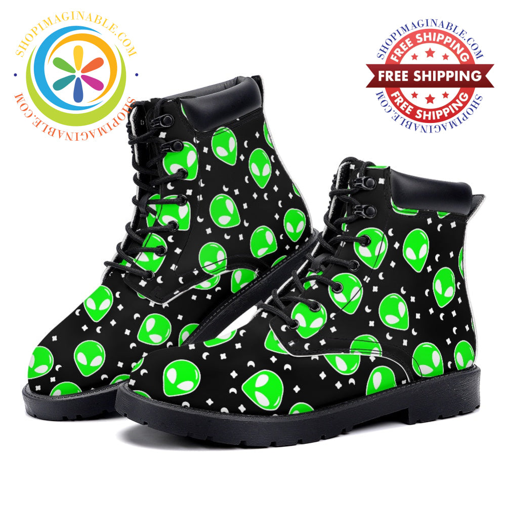 Green Aliens - Leather Martin Boots white / 36