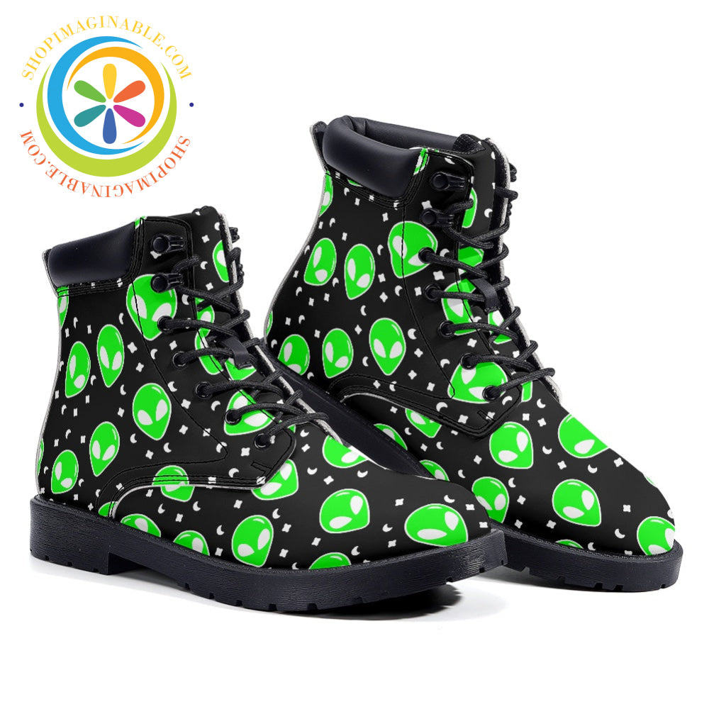 Green Aliens - Leather Martin Boots