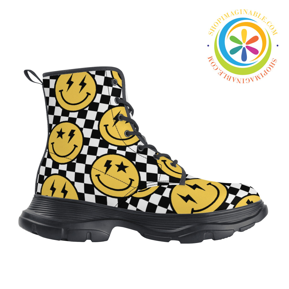 Groovy Happy Face Chunky Boots