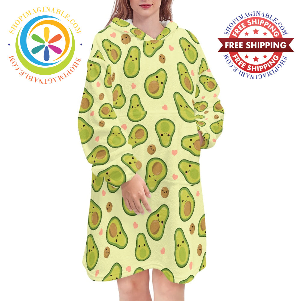 Happy Avocado - Blanket Hoodie white / ONESIZE
