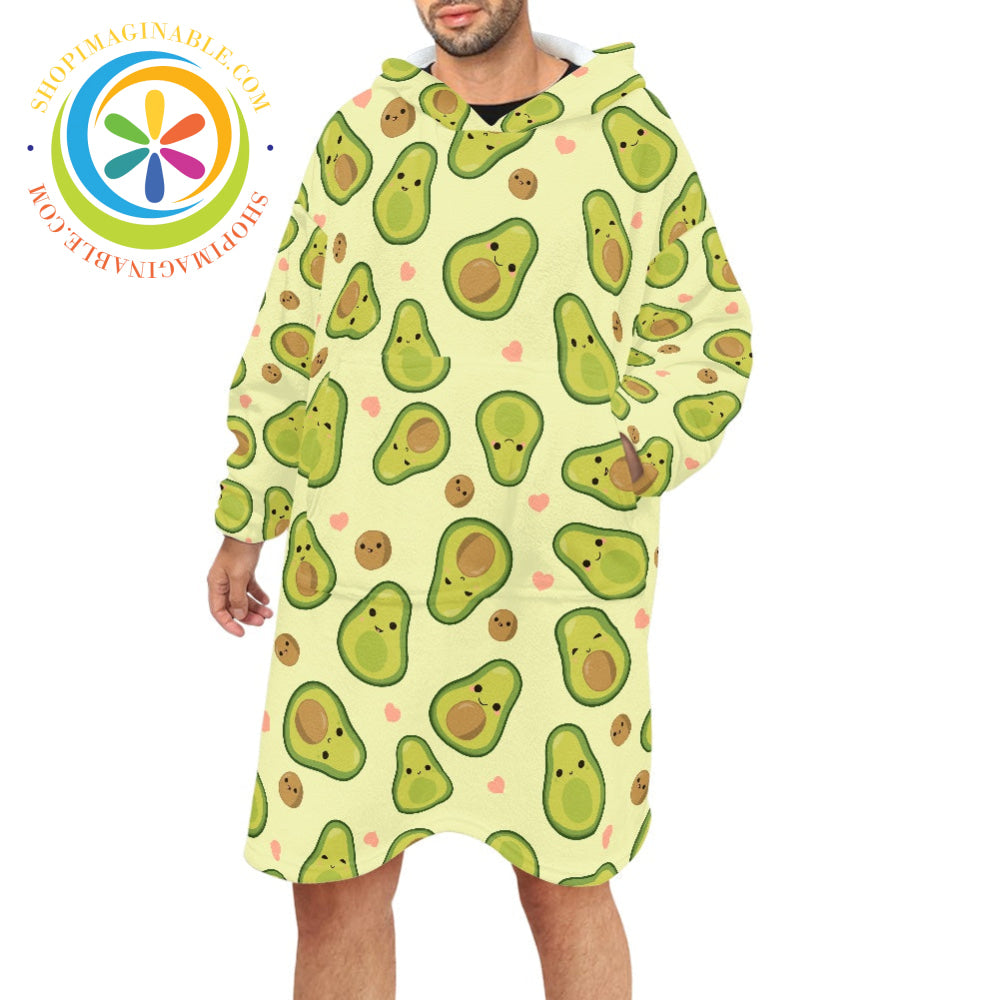 Happy Avocado - Blanket Hoodie white / ONESIZE