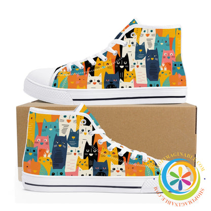 Happy Cat Lady Ladies High Top Canvas Shoes