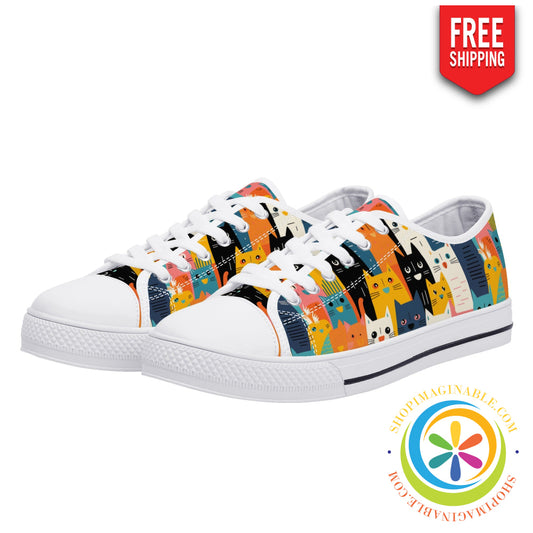 Happy Cat Lady Ladies Low Top Canvas Shoes Us12 (Eu44)