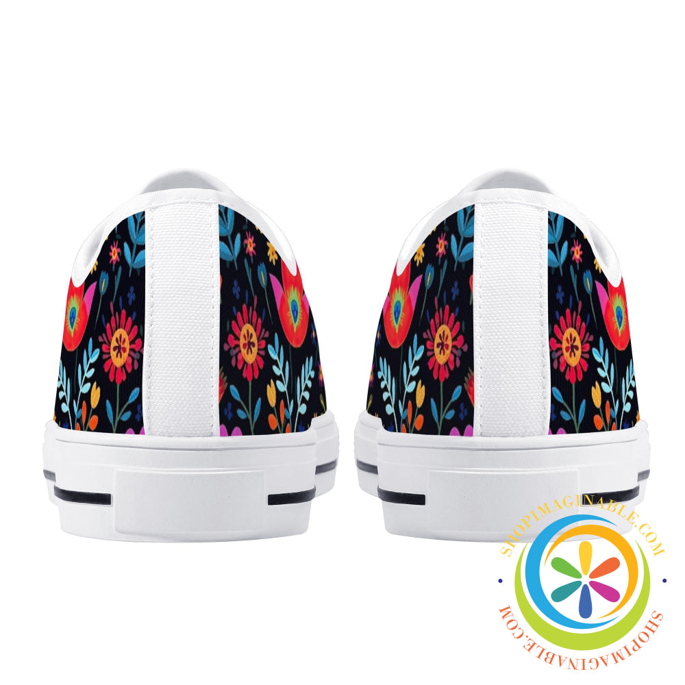 Happy Floral Ladies Low Top Canvas Shoes