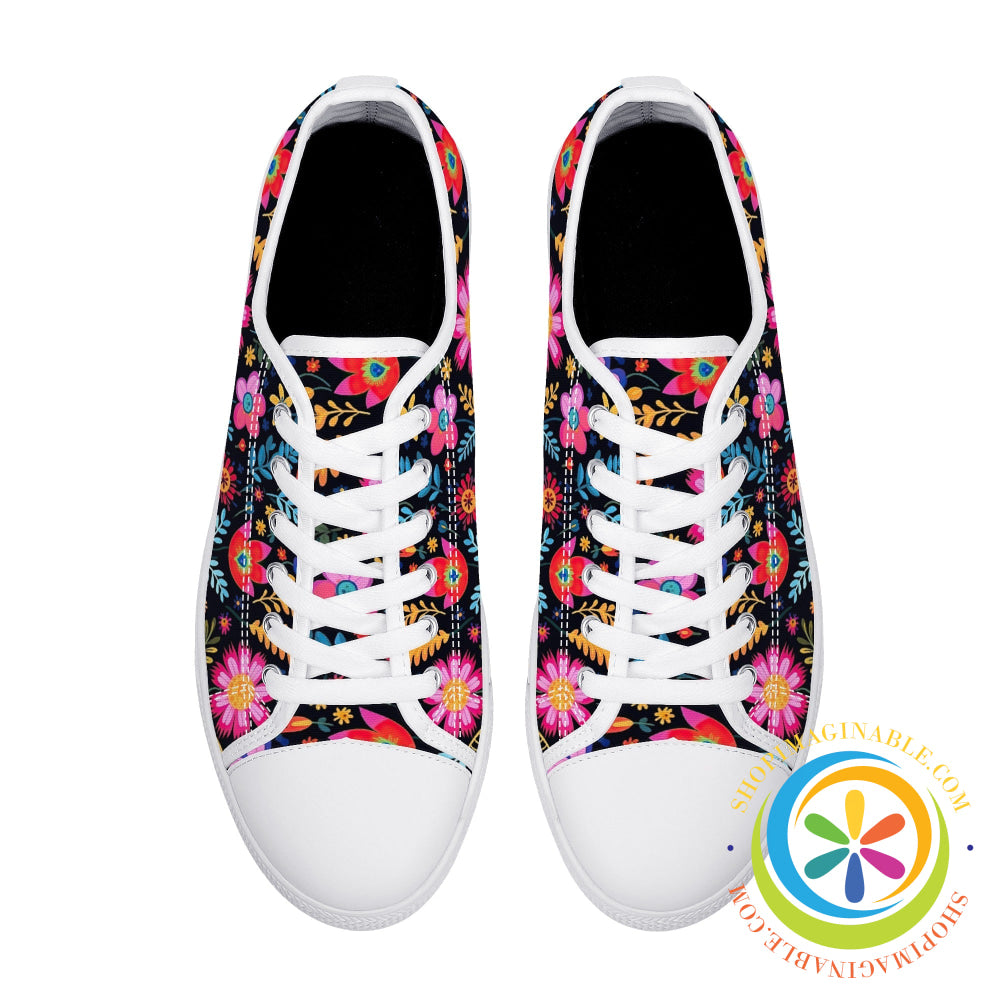 Happy Floral Ladies Low Top Canvas Shoes