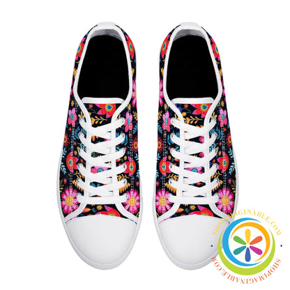 Happy Floral Ladies Low Top Canvas Shoes