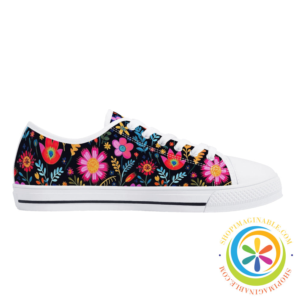 Happy Floral Ladies Low Top Canvas Shoes