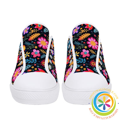 Happy Floral Ladies Low Top Canvas Shoes