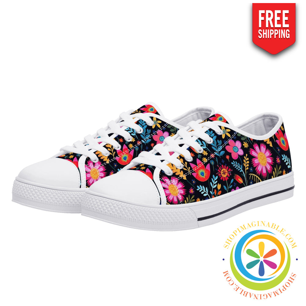 Happy Floral Ladies Low Top Canvas Shoes Us12 (Eu44)