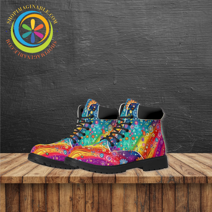 Happy Flower Rainbow Ladies Boots