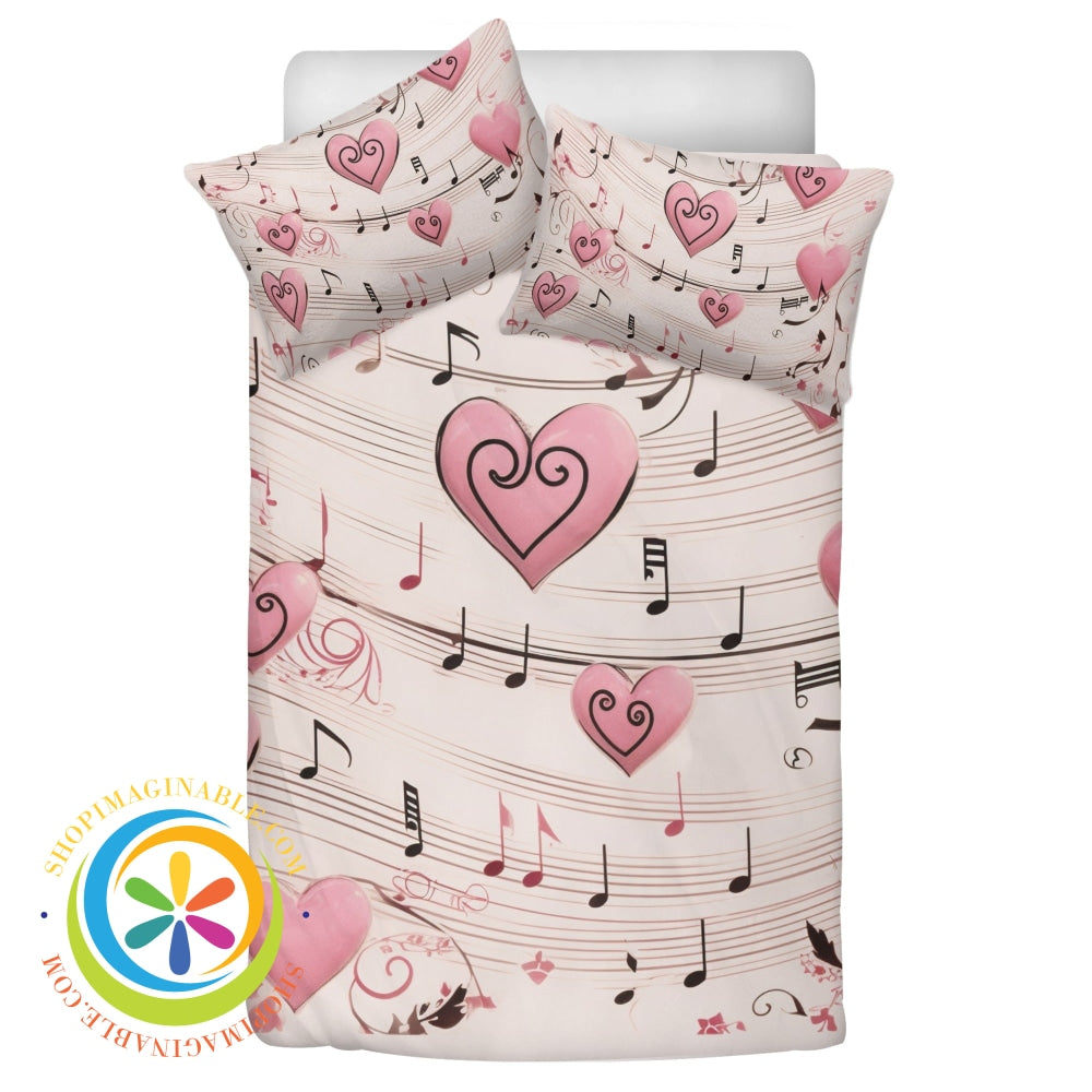 Heart Melody Floral Bedding Set 3 Pc Bedding