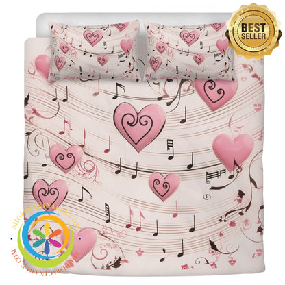 Heart Melody Floral Bedding Set Black / Us Twin 3 Pc Bedding