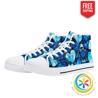Heart Of Glass Ladies High Top Canvas Shoes Us12 (Eu44)