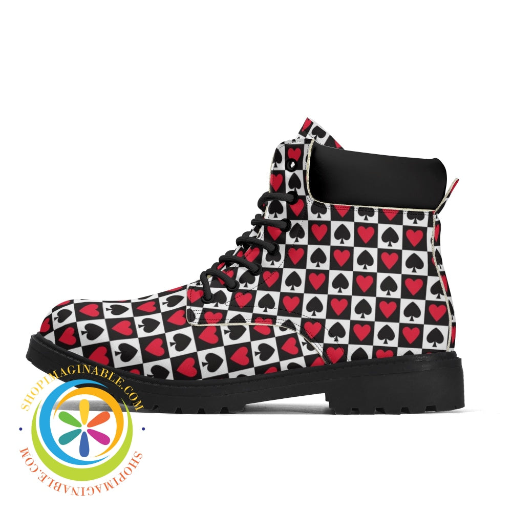 Hearts & Spades Alice In Wonderland Cards Womens Black All Season Boots Boots