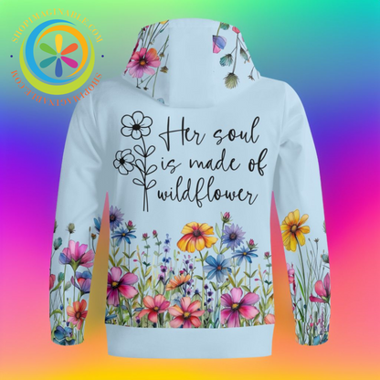 Her Soul Is Made Of Wildflower Full Zip Turtleneck Hoodie Streetwear Athletic