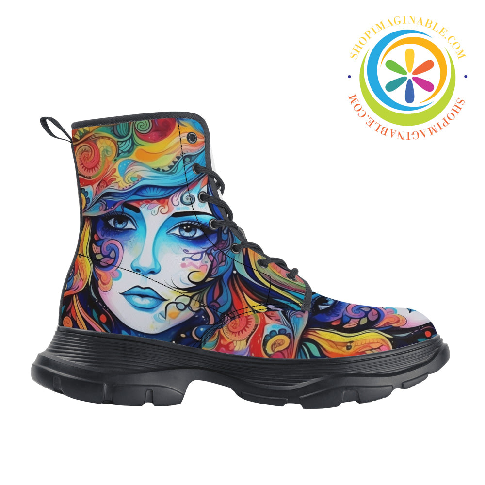 Hippy Psychedelic Chunky Boots