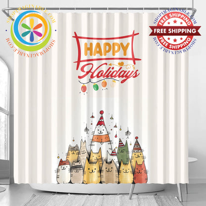 Holiday Cat-Mas Shower Curtain