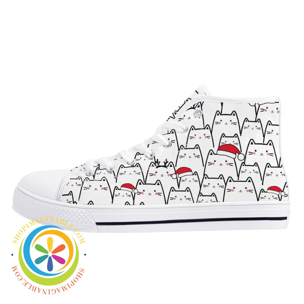 Holiday Cats Ladies High Top Canvas Shoes