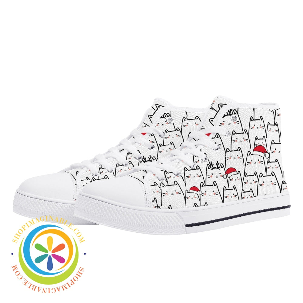 Holiday Cats Ladies High Top Canvas Shoes Us12 (Eu44)