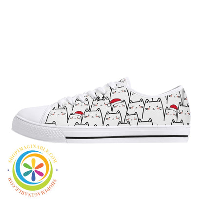 Holiday Cats Ladies Low Top Canvas Shoes