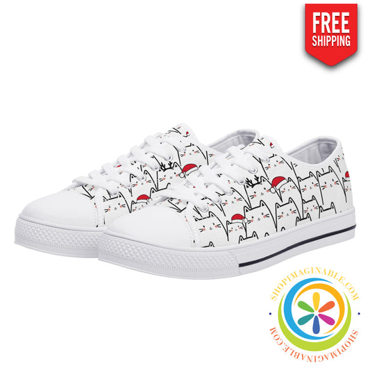 Holiday Cats Ladies Low Top Canvas Shoes Us12 (Eu44)