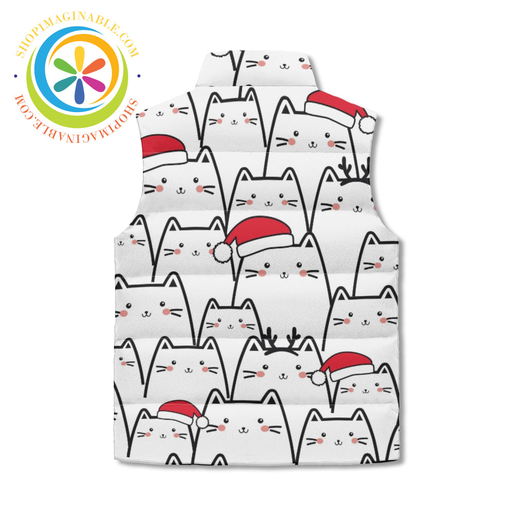 Holiday Cats Unisex Zip Up Puffer Vest