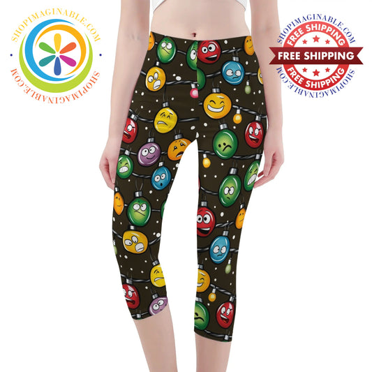 Holiday Lights Capris Leggings Yoga Pants Xs