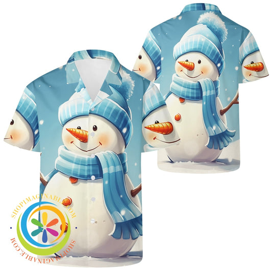 Holiday Snowman Hawaiian Casual Shirt 2Xs