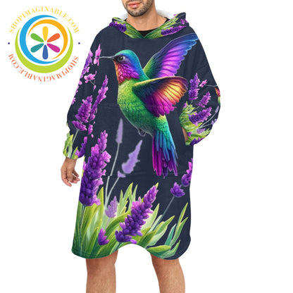 Hummingbirds Blanket Hoodie white / ONESIZE