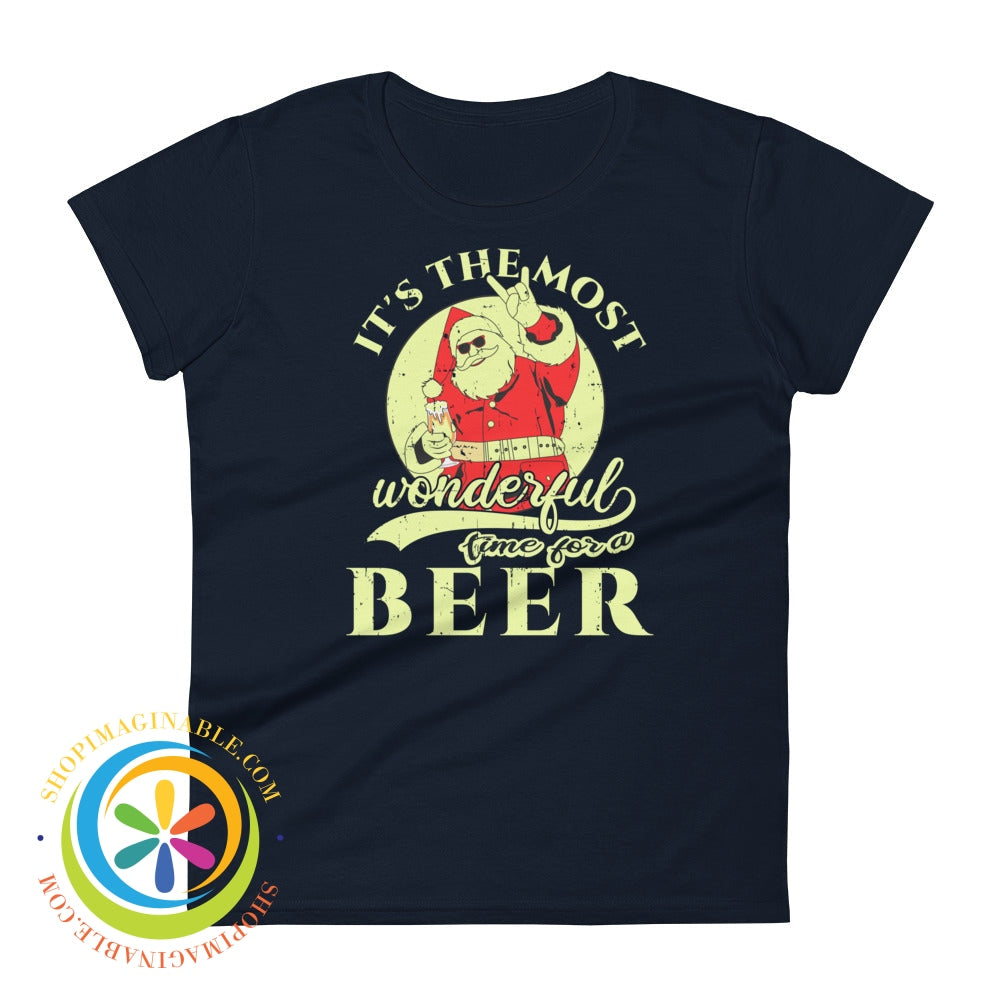 Its The Most Wonderful Time For Christmas Beer Ladies T-Shirt Navy / S T-Shirt