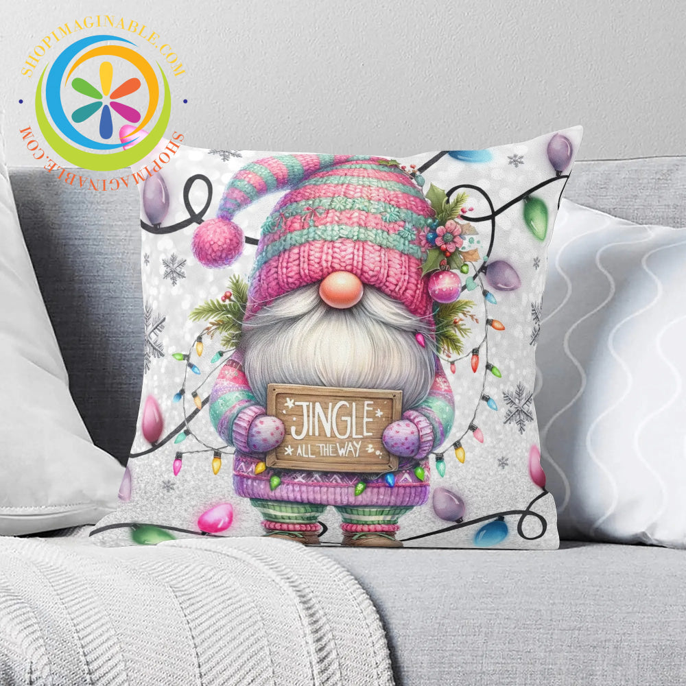 Jingle All The Way Gnome Holiday Pillow Cover