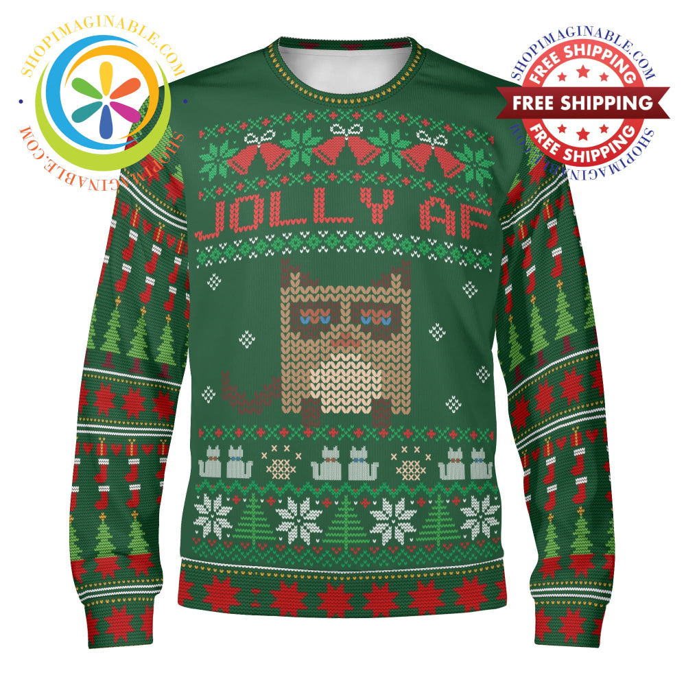 Jolly Af Christmas Ugly Sweatshirt - Unisex S